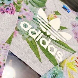 Adidas' Floral Cropped Long-Sleeve Top
